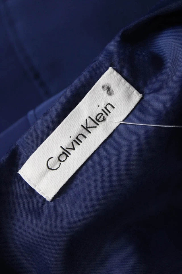 Calvin Klein NY. Blue Boat Neck A-Line Knee Length Dress