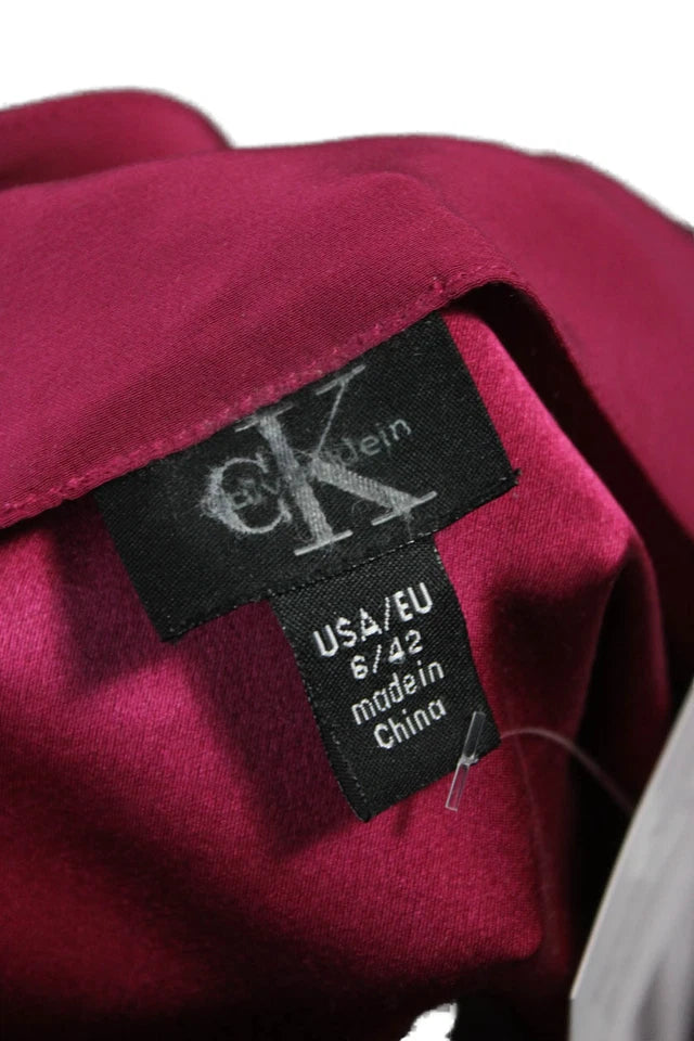 Calvin Klein NYC. Dark Pink Knee Length Sleeveless Zip Silk Slip Dress