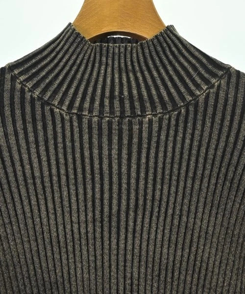Ray Beams Japan. Vintage Mock Neck Ribbed Cotton BlackxBeige Sweater/Top