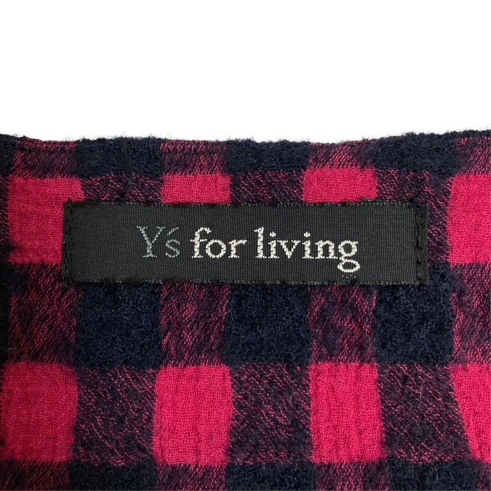 Ys for living Yohji Yamamoto JAPAN. Pink/Navy Color Check Sleeveless Long Dress