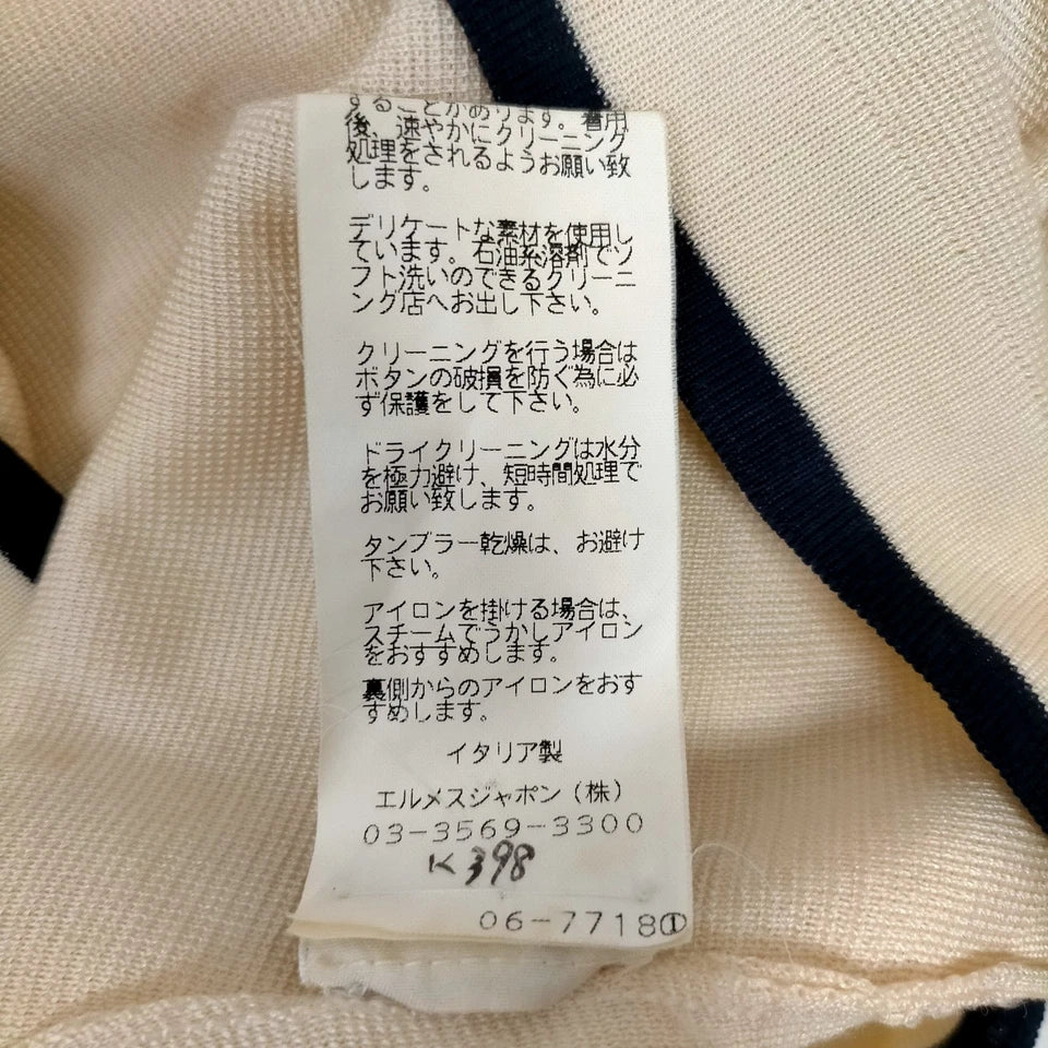 Hermes Paris. Cream Silk, Cashmere w/Black Accents Dress