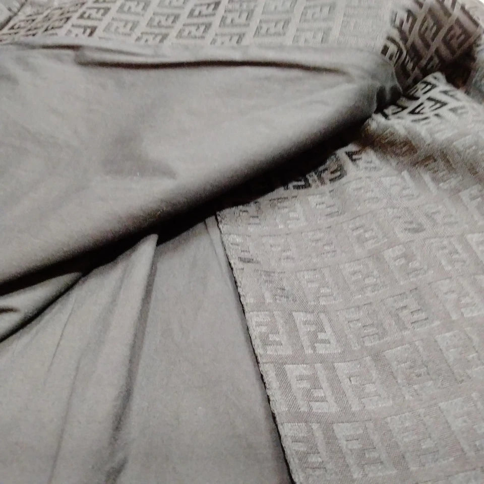 Fendi Italy. Black FF Logo Cotton, Rayon Skirt