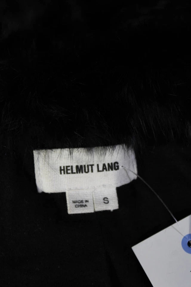 Helmut Lang NYC. Black Lapin Rabbit Fur Long Sleeve Leather Jacket