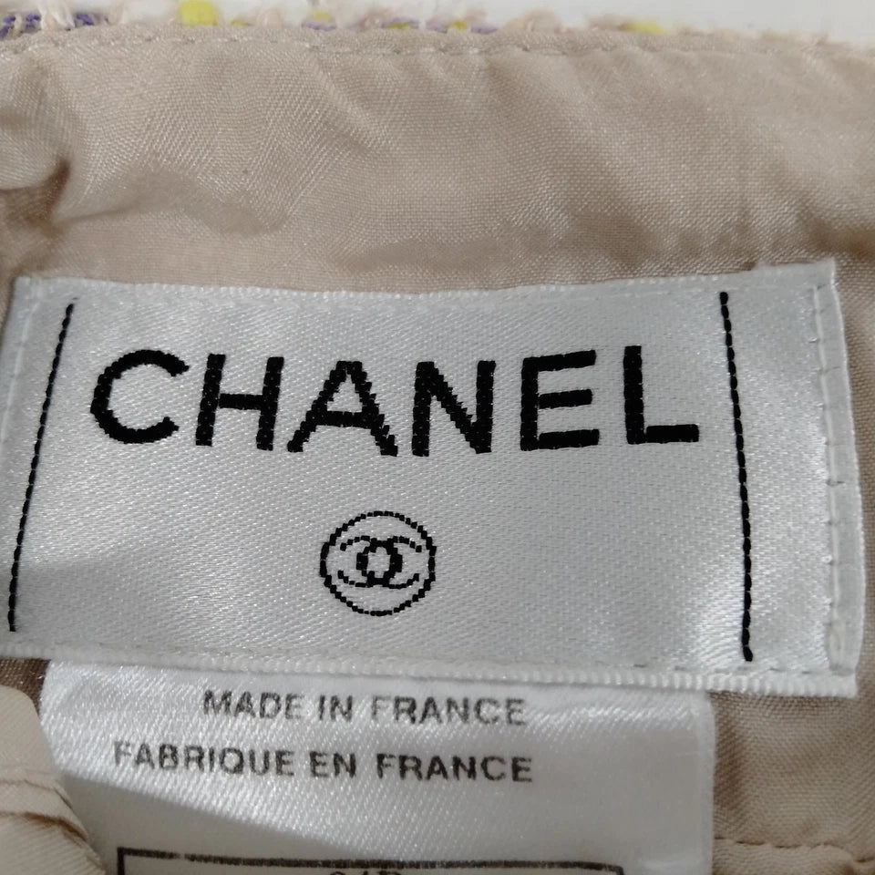 Chanel Paris. Multi-Color Light Weight Tweed Cotton Rayon Wool Skirt