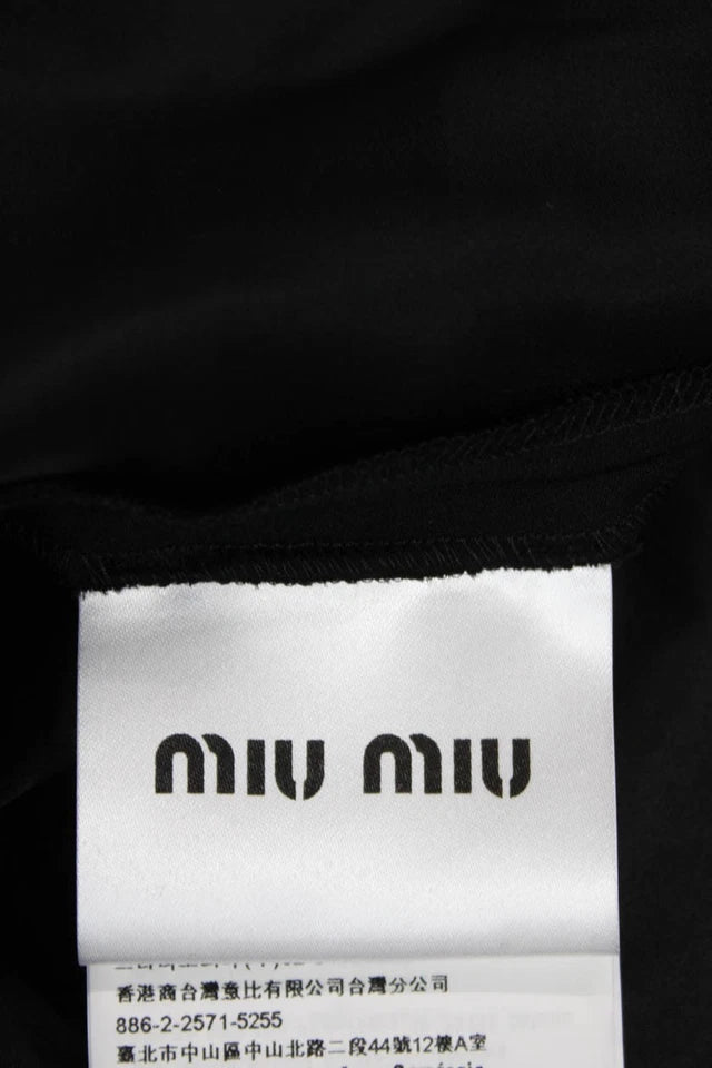 Miu Miu Italy. Cream Top/Black A-Line Dress Long Sleeve High Neck Dress