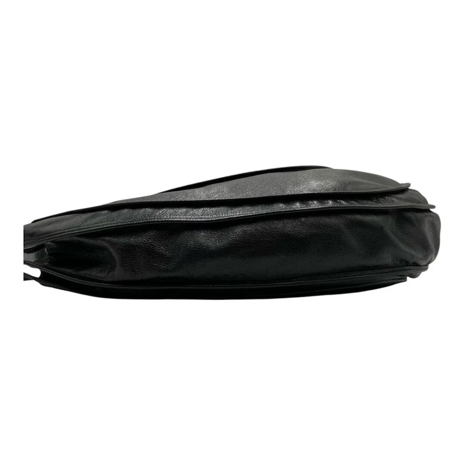 MICHIAMO JAPAN. Black Extra Large Hobo Style Lambksin Leather Shoulderbag