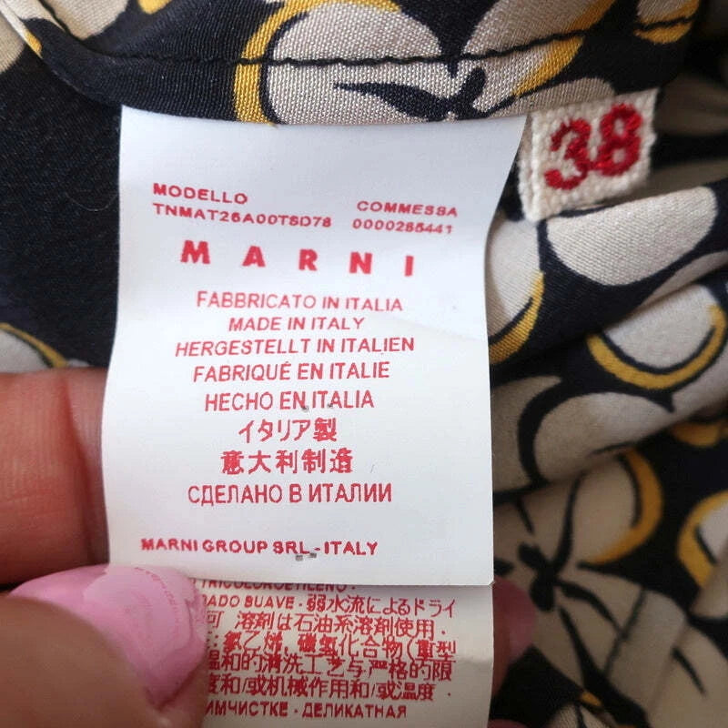 Marni Italy. Floral Print Silk Cutout-Back Shift Mini Dress