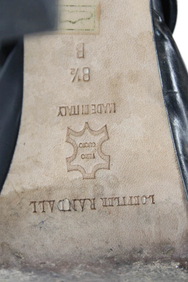 Loeffler Randall Womens Leather Round Toe Back Zip Heels Black Size 8.5B