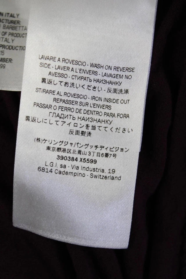 Gucci Italy. Burgundy Viscose Knit Embellishments Front Drop Waist Mini Dress