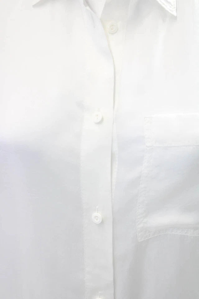 ACNE Studios Sweden. White Vegan Silk Long Sleeve Button Down Blouse