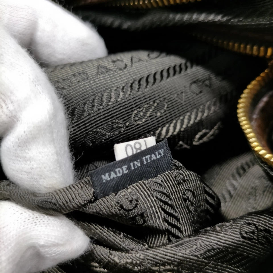 Prada Italy. Brown Pebbled Leather Shoulder Bag / Crossbody bag