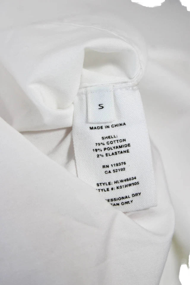 Helmut Lang NY. White Basic Collared Cotton Long Sleeve Button-Up Top
