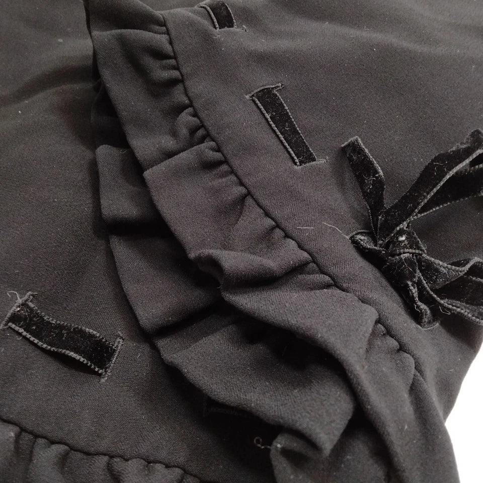 Miu Miu Italy. Black PolyTech Fabric Fit/Flare Vintage Skirt