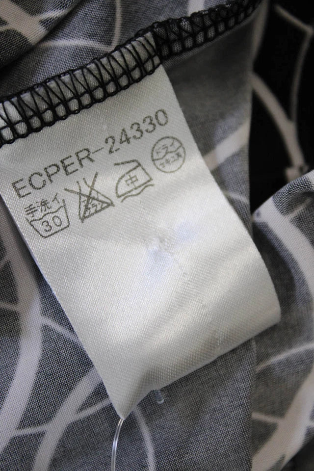 Courreges Paris. Black Long Sleeve Abstract Print A Line Dress