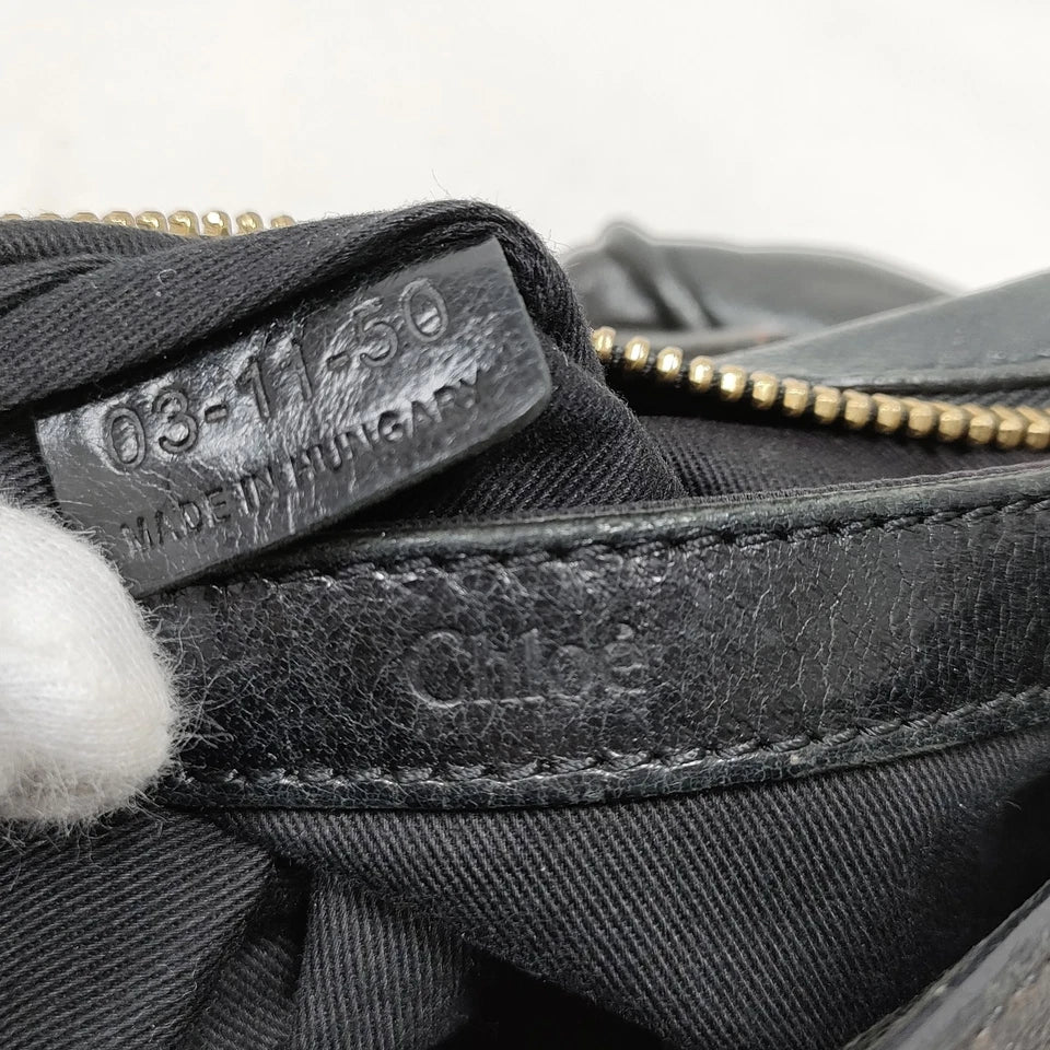 Chloe Paris. Phoebe Philo Designer. Black Leather, Brown Leather Handles MINI Shoulder Bag / Crossbody Bag