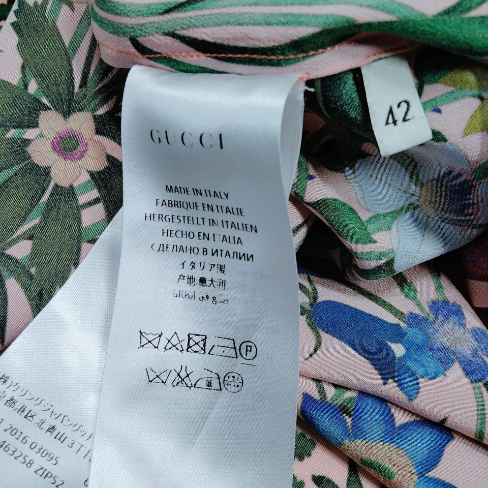 Gucci Italy Silk Floral Garden Print Blouse