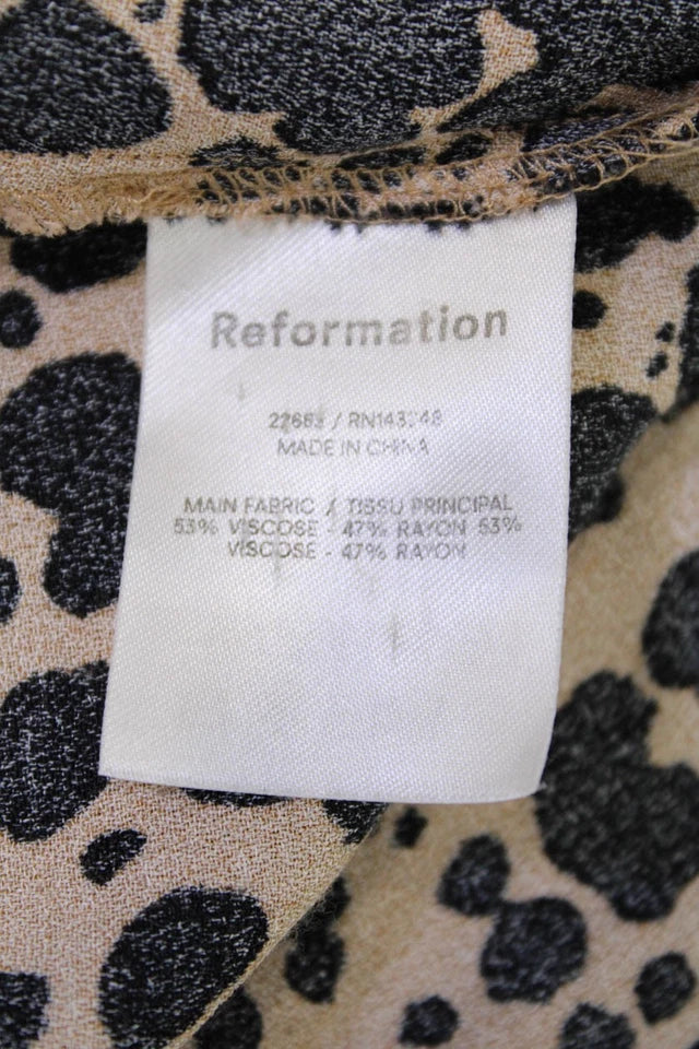 Reformation NY. Brown Spotted Adjustable V-Neck Sleeveless Maxi Dress