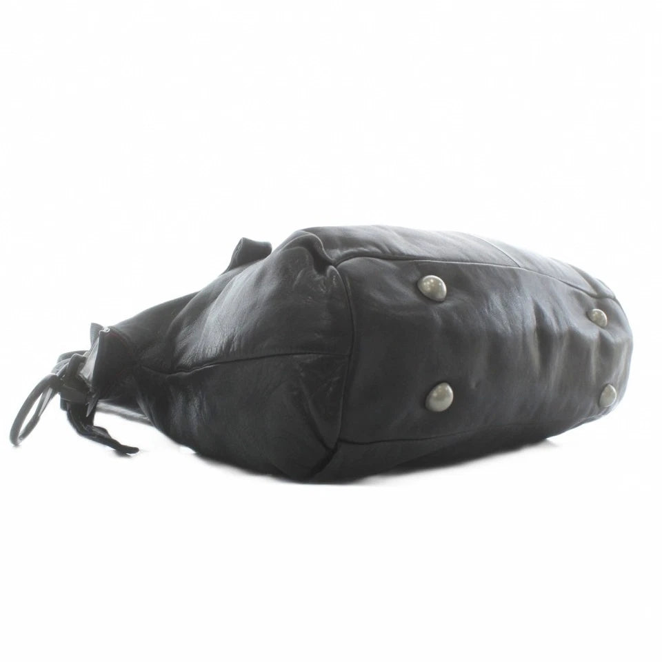 kawa-kawa Japan. Black Lambskin Leather Big Oversized Lucite Zipper, Red Lining Shoulder Bag