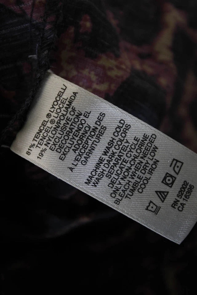DONNA KARAN DKNY Jeans NY. Multi-Color Animal Print Collared Long Sleeve Blouse