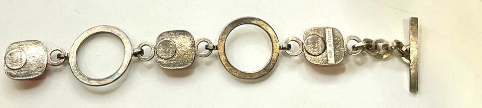 Claude Montana PARIS, Signed On Reverse Claire Deve Metal Orange Glass Bracelet