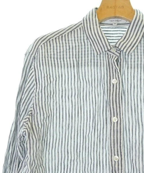 23ku MY STANDARD JAPAN. WhitexBlack Stripe Pattern Button Down Long Sleeves Casual Shirt