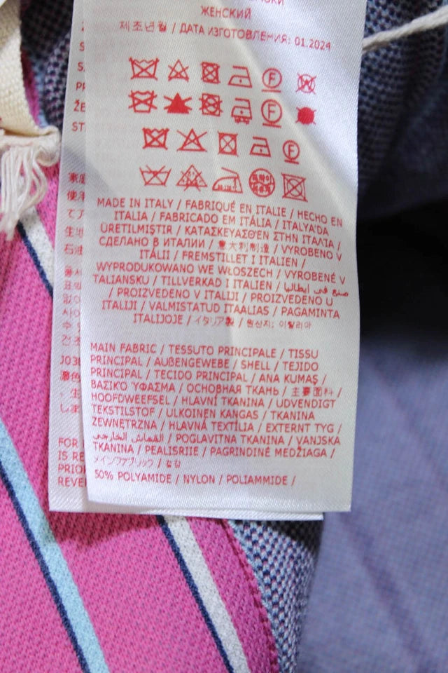 Marni Italy. Pink Striped Jacquard Technical Knit Flare Leg Pants