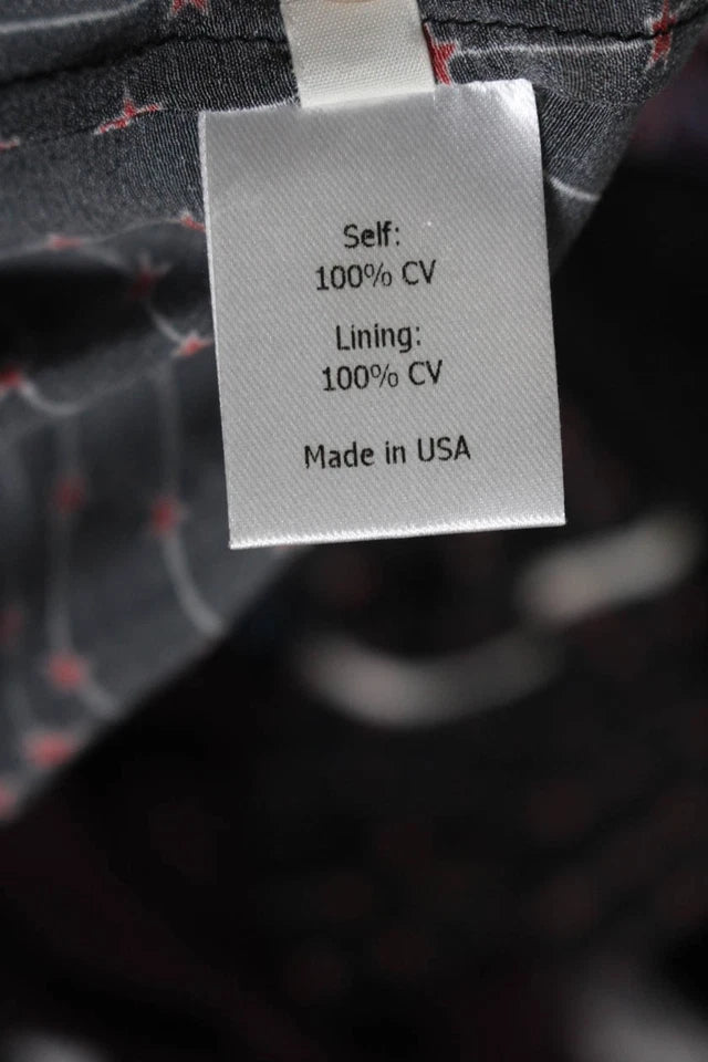 La Ligne NY. Black, Red Button Up Long Sleeve Collared Printed Shirt