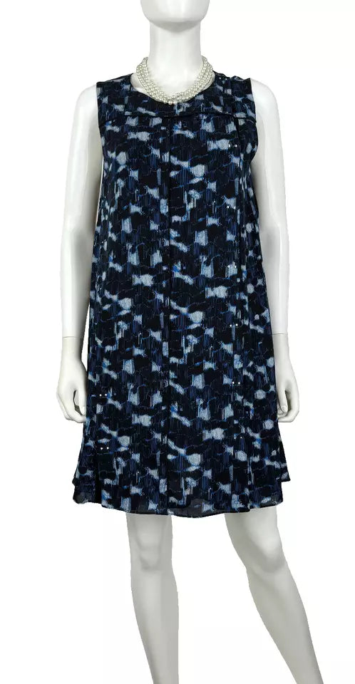 Proenza Schouler NY.Blue Print Silk Viscose Blend Lined Shift Wrap Dress