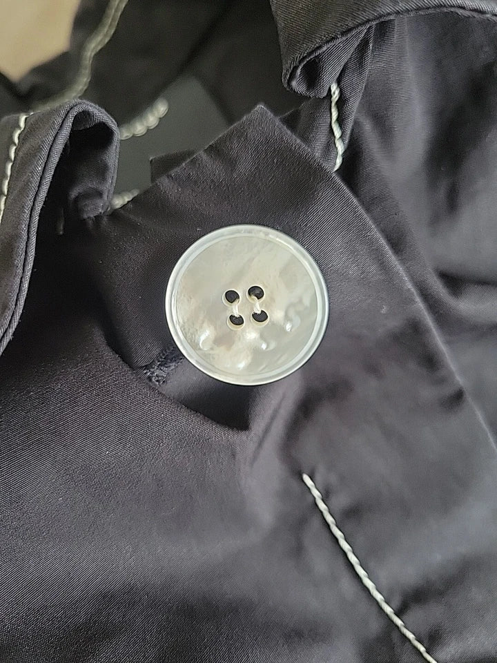 Meryll Rogge Belgian. Black Big Collar Cotton Poplin Contrast Stitch Shirt 2025 Paris Andam Fashion Award Winner