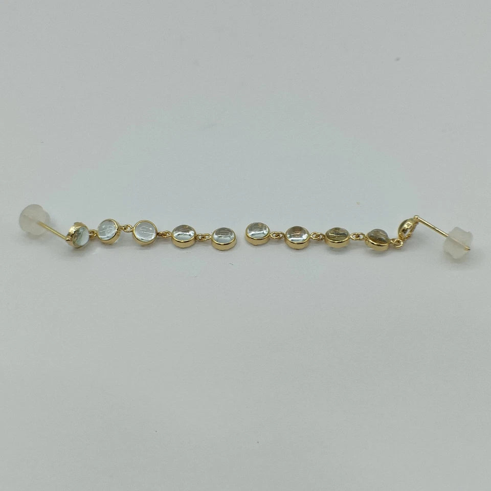 Jewelry Pierced London 18ct Gold Vintage 2.5ct Dangling Aquamaraine Earrings