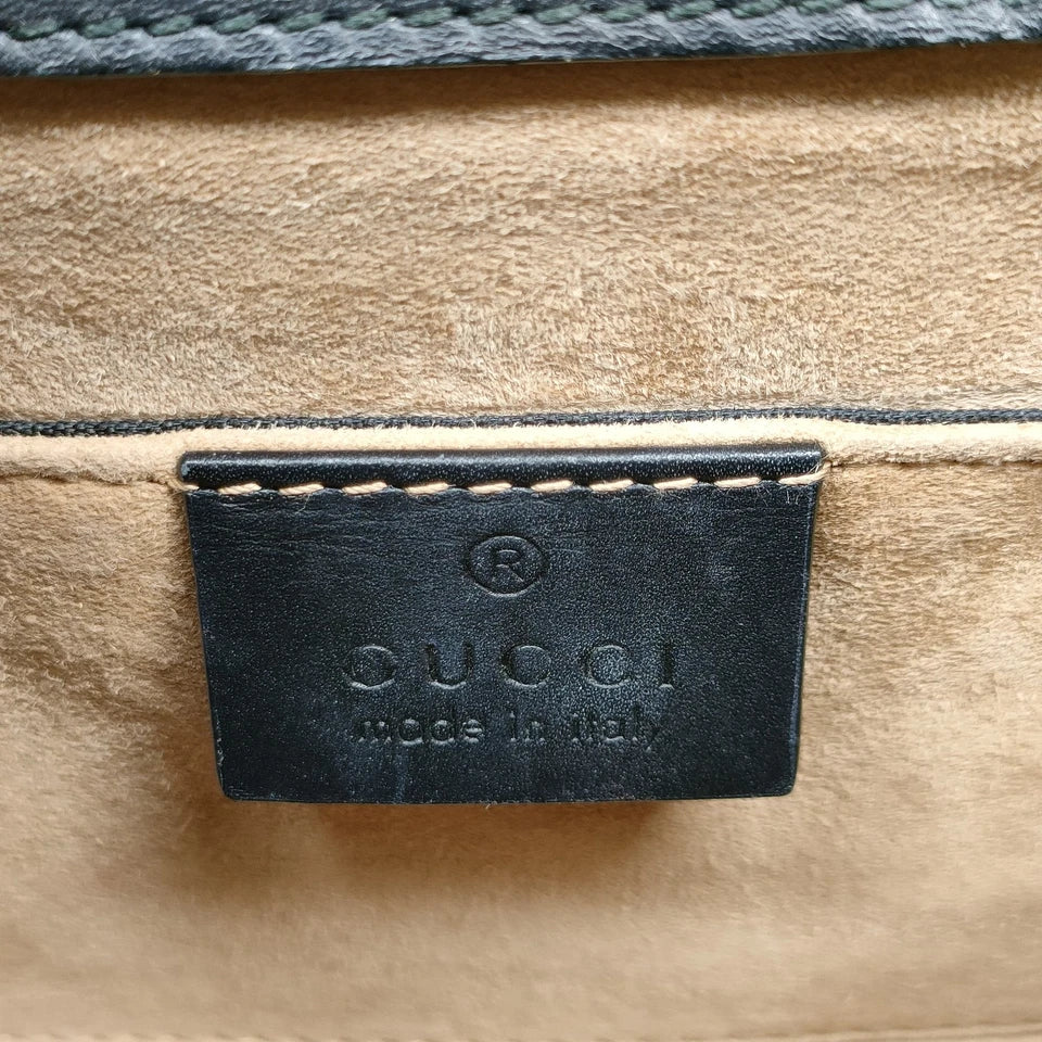 Gucci Italy. Vintage 2016 Collection Gold Chain Strap Black Leather Mini Shoulder Bag