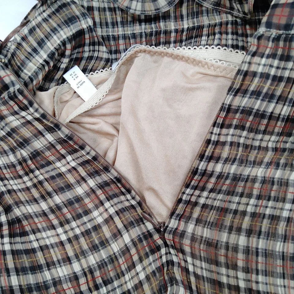 Burberry UK. Vintage Plaid Maxi Rayon Blend Skirt