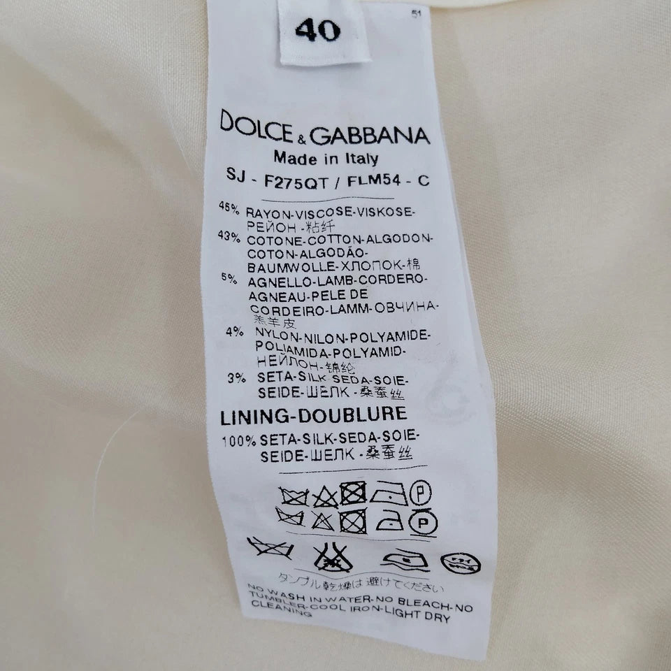 DOLCE&GABBANA ITALY. Vintage Rayon Cotton Cream Lace with Big Silver Buttons Top/Coat