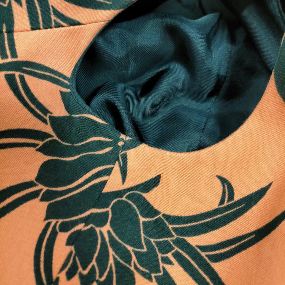 PRADA ITALY. Vintage Printed Cotton Sunflowers Print Dress