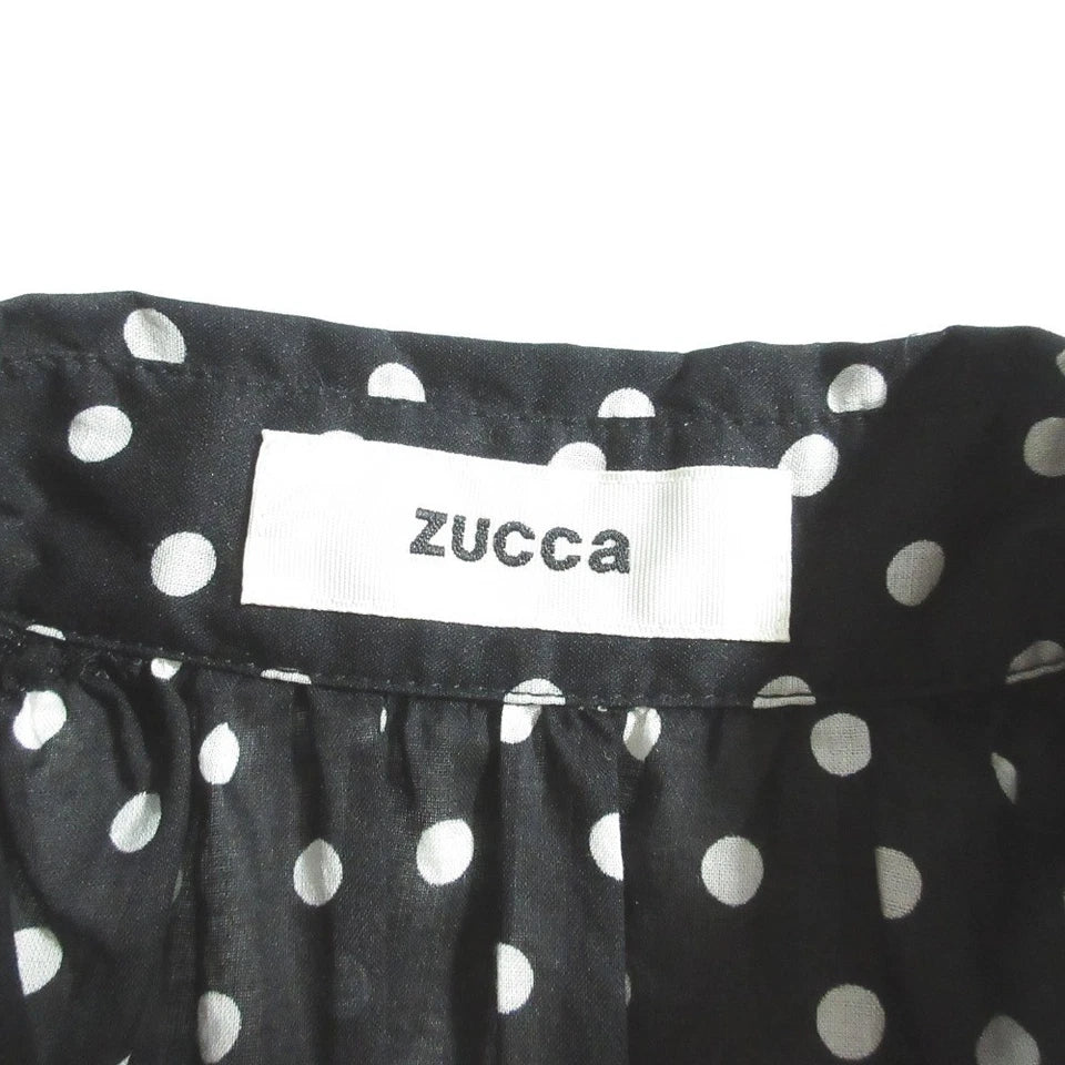 ISSEY MIYAKE JAPAN. ZUCCA Black White Frill Motif Polka Dot SEMI Sheer Sleeve Blouse