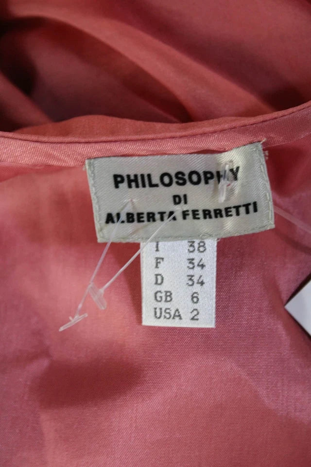 Philosophy di Alberta Ferretti Italy. Pink Acetate Fit & Flare Dress