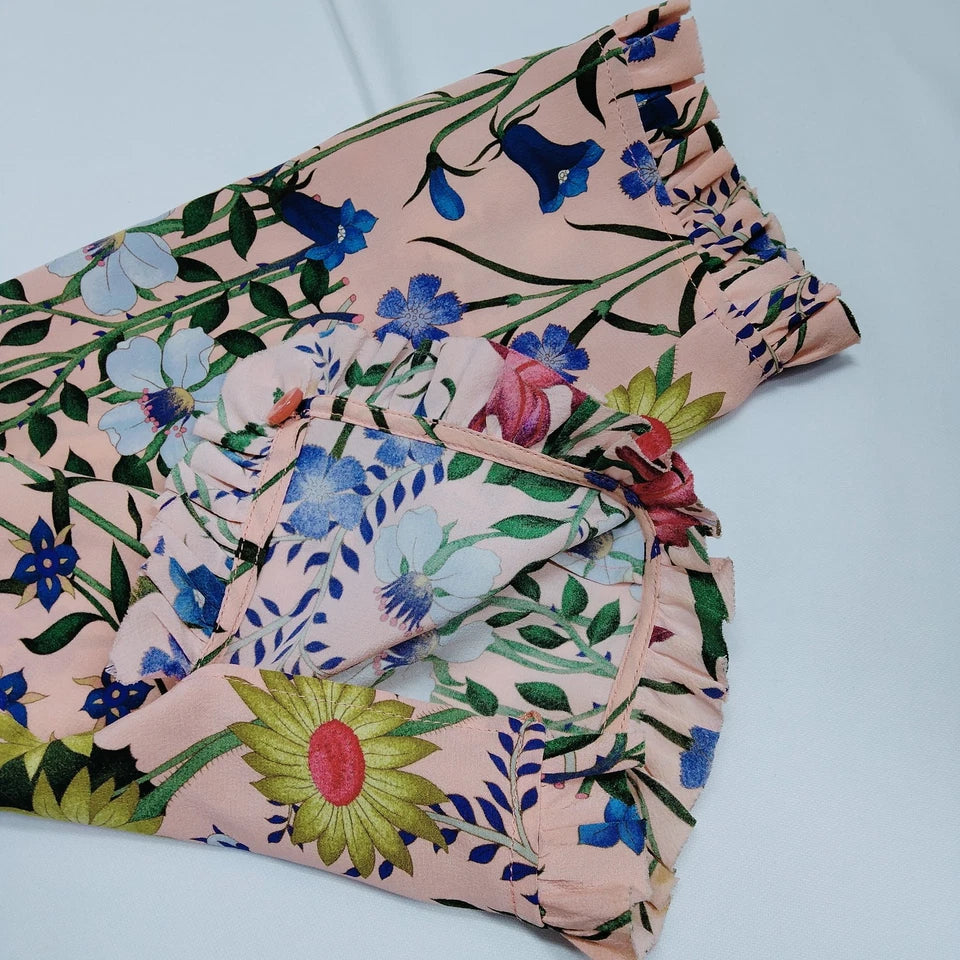 Gucci Italy Silk Floral Garden Print Blouse