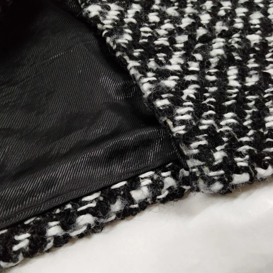 Prada Italy. B/W Rayon, Mohair, Wool Mini Skirt