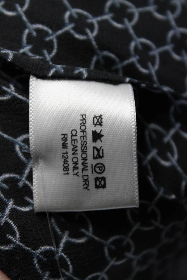 Proenza Schouler NY. Black Silk Abstract Print A Line Dress