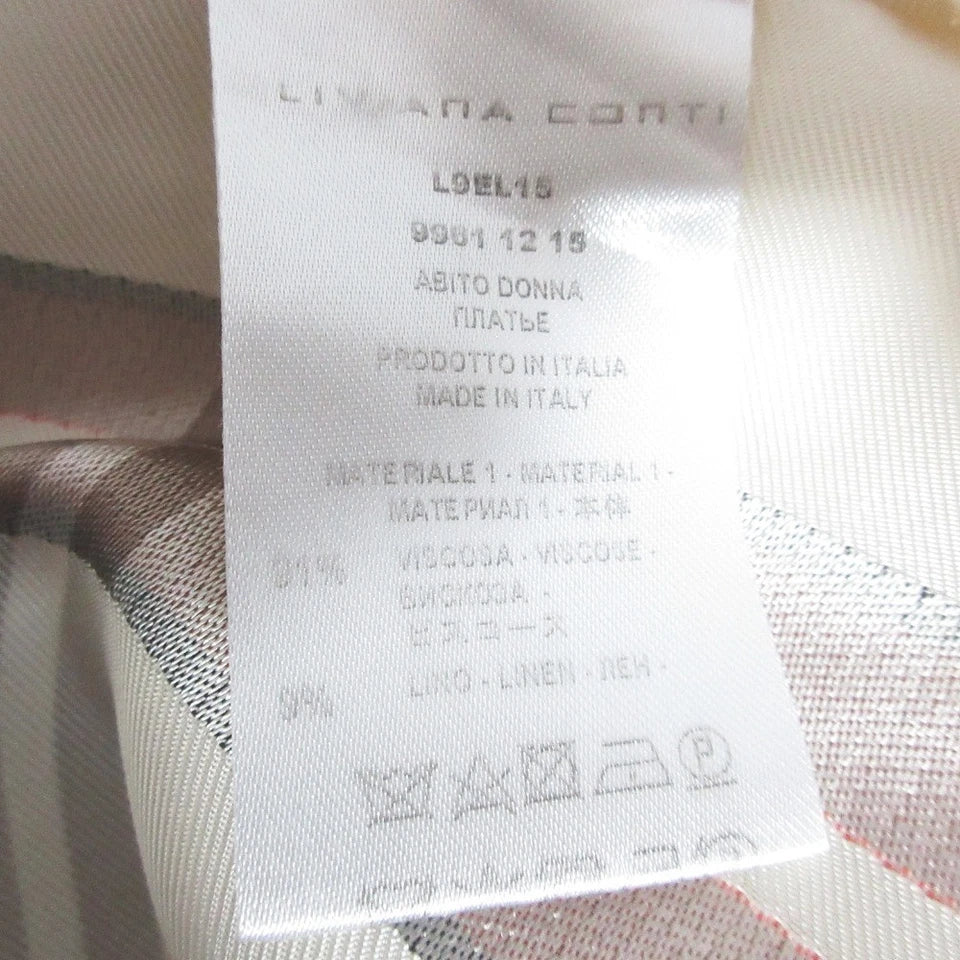 LIVIANA CONTI ITALY. Beige Rayon Check Sleeveless Dress