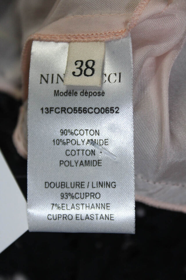 Nina Ricci Paris. Black/Neutral Lined Back Zip Sleeveless Lace Overlay Sheath Dress