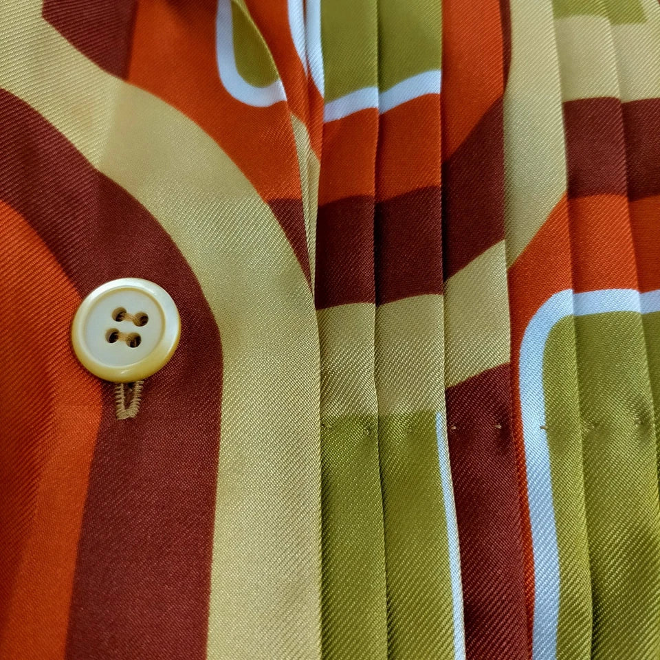 Prada Italy. Multi-Color Pleated Silk Dress