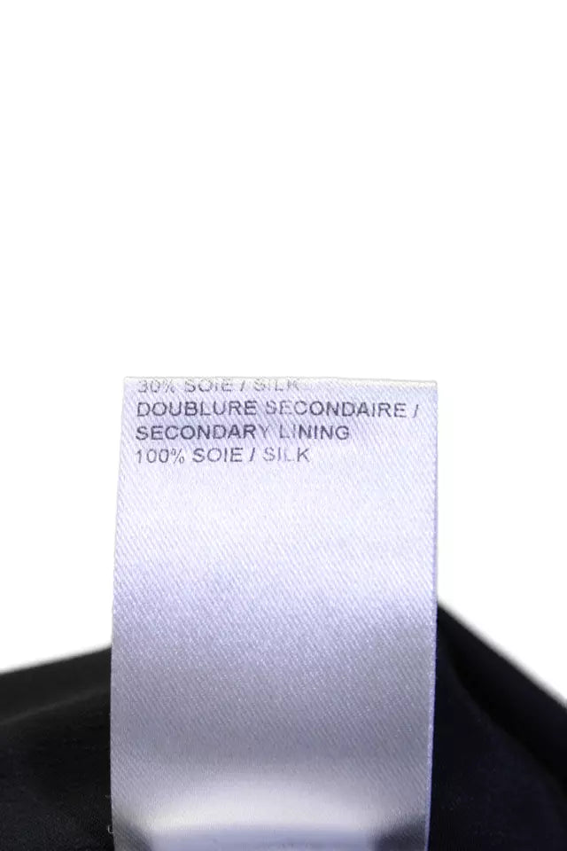 Chloe Paris. Midnight Blue Acetate Scoop Neck Long Sleeve Pockets Shift Dress