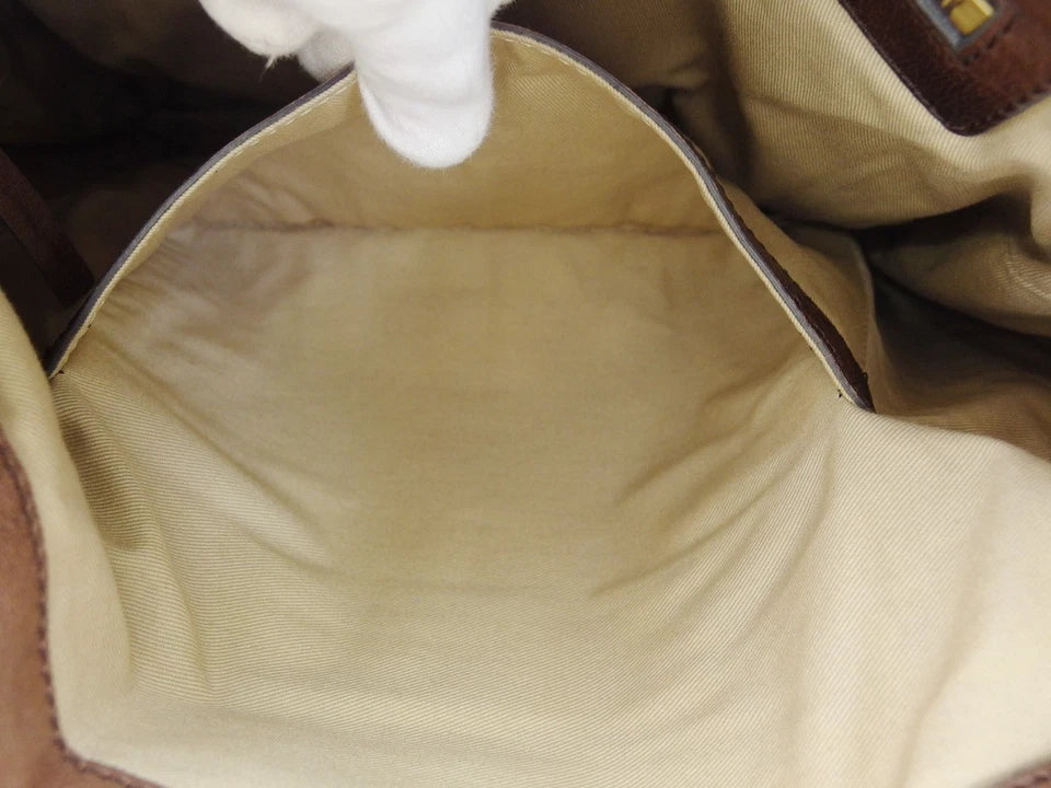 Chloe Paris. Brown Distressed Leather Large Shoulder Bag Goldplated Hardware