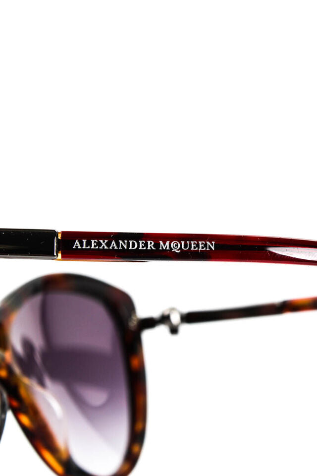 Alexander McQueen UK Tortoise Shell Cat Eye Sunglasses Violet Gradient Lenses