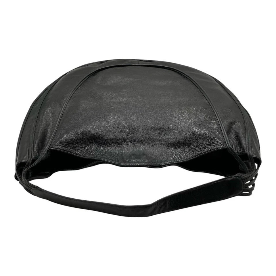 MICHIAMO JAPAN. Black Extra Large Hobo Style Lambksin Leather Shoulderbag