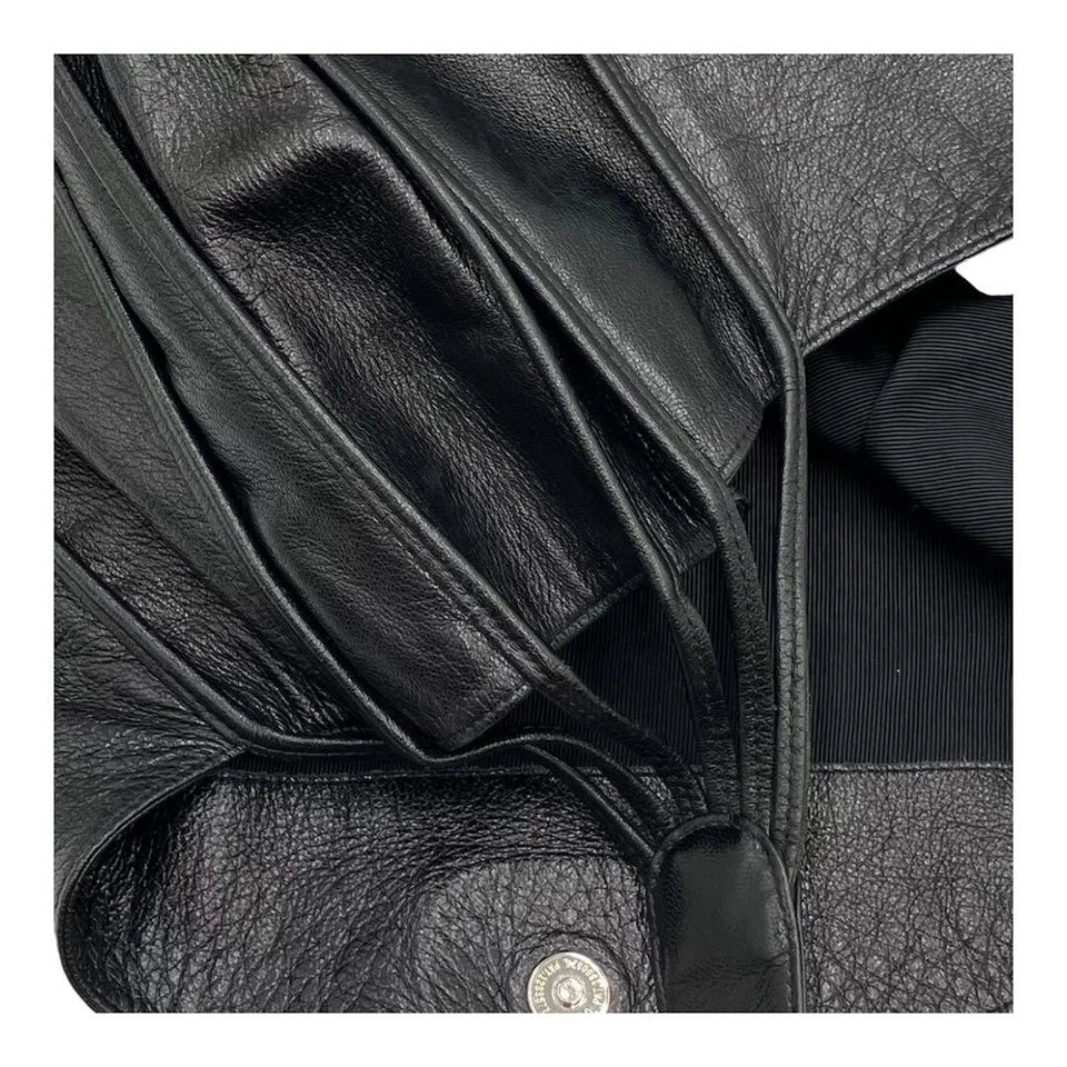 MICHIAMO JAPAN. Black Extra Large Hobo Style Lambksin Leather Shoulderbag
