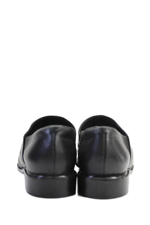 Robert Clergerie Paris. Black Leather Studded Slip-On Loafers Size 7.5