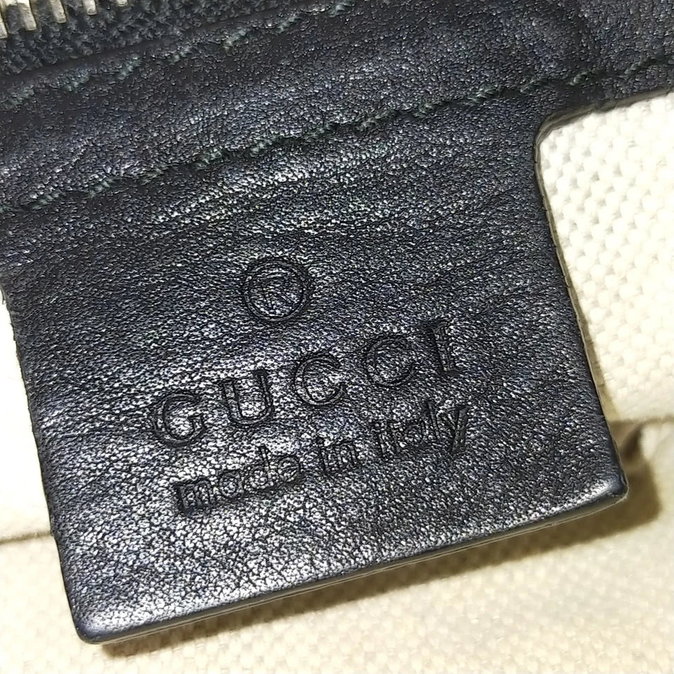 GUCCI ITALY. Vintage Black Logo GG Leather Hobo Shoulder Bag