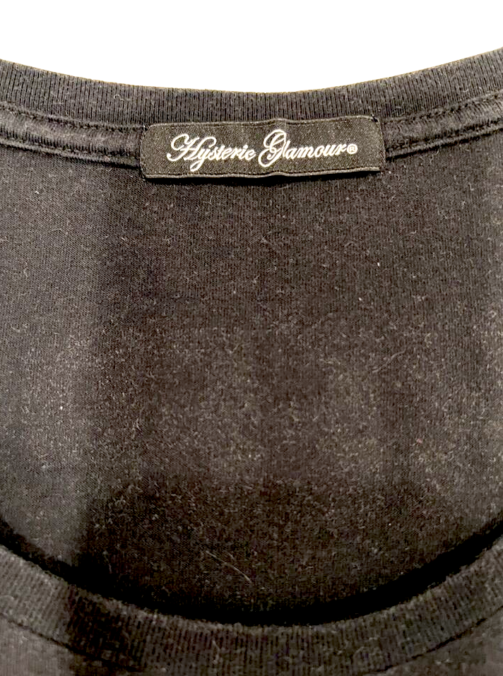 Hysteric Glamour Japan. Black “Unchained” Portrait T-Shirt Printed Both Sides